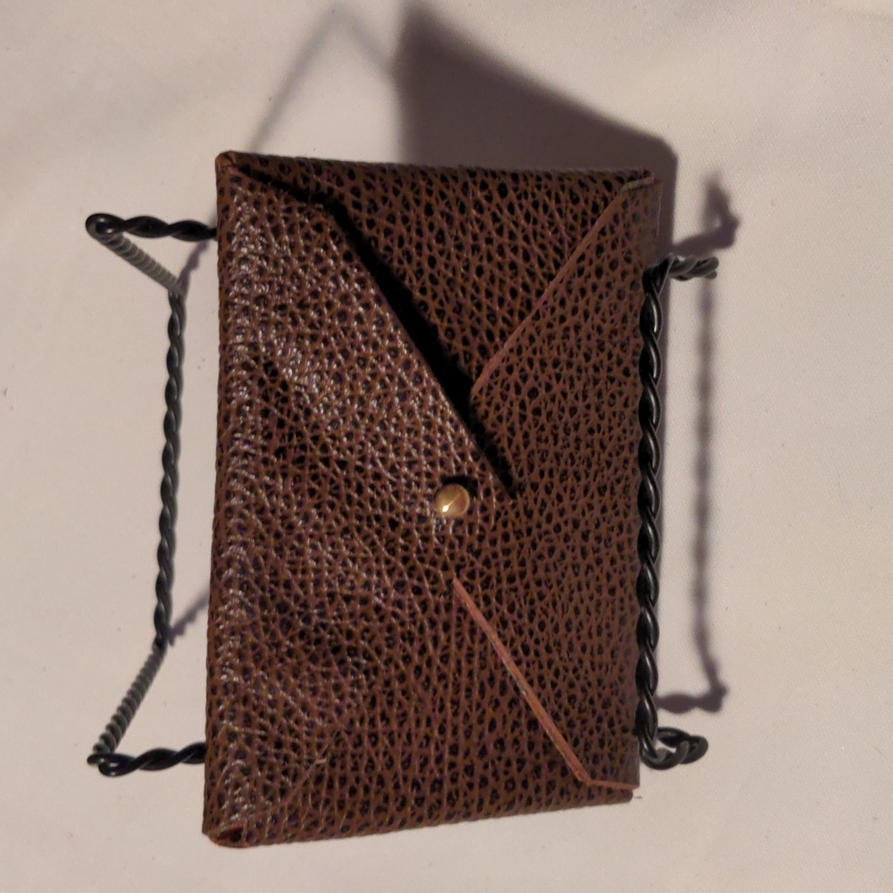 Handmade Genuine Leather Envelope Pouch Chocolate Brown Pebbled
